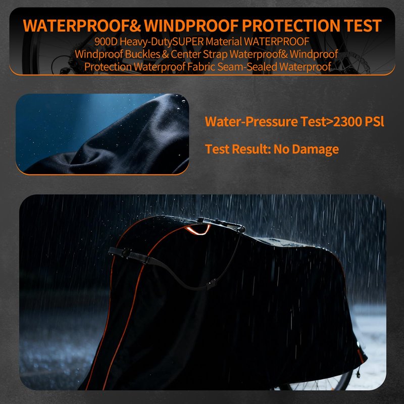 Bike Cover for 1/2/3Bike-900D Heavy Duty Waterproof Bicycle Cover&Outdoor Bike Storage Protection against Snow,rain|Bike Cover for eBike,Mountain,Road,Hybrid,Scooter,Beach Cruiser Bike(L-1Bike Cover)