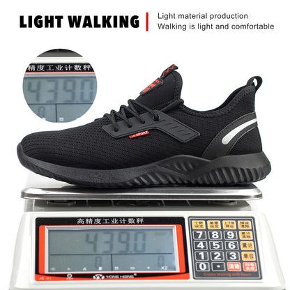 Safety Trainers Men Women Steel Toe Cap Trainers Lightweight Work Safety Shoes Breathable Non Slip Work Boots Black 10 UK