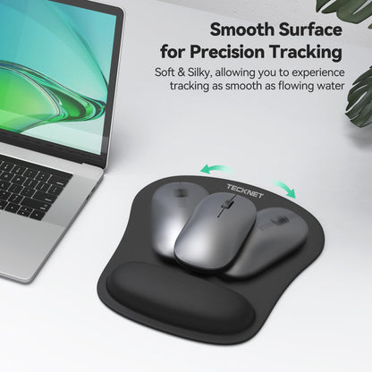 TECKNET Mouse Mat Keyboard Wrist Support Set, Mouse Pad Foldable Keyboard Wrist Rest, Ergonomic Mouse Mat Wrist Support with Comfortable Memory Foam, Non-Slip Desktop Mouse Pad for Working Gaming