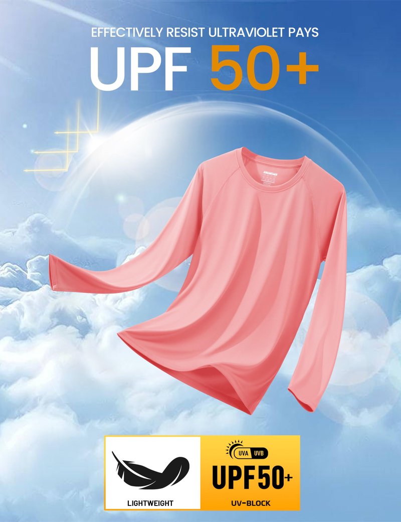 MAGCOMSEN Hiking Shirts for Men Long Sleeve Running Shirts Quick Dry Shirts Baselayer Shirt Swim Shirt Athletic T Shirts Watermelon Red