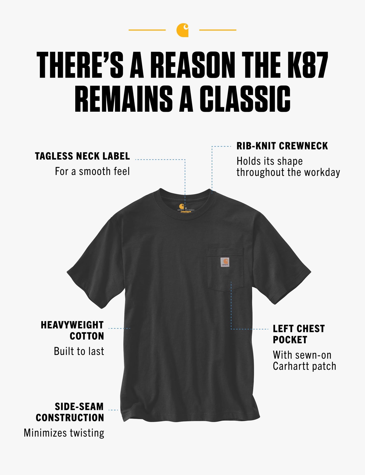 Carhartt Mens Loose Fit Heavyweight Short-Sleeve Pocket T-Shirt Work Utility t Shirts, Black, X-Large US