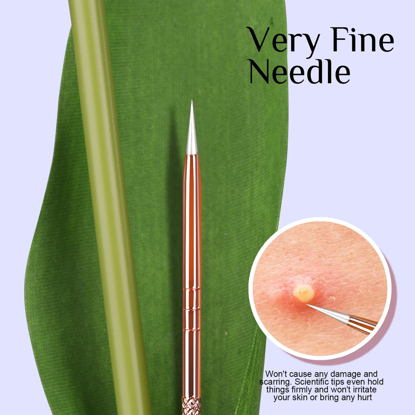 Teenitor Pimple Extractor Acne Treatment Tool Surgical Grade Blackhead Comedone Removal 2-in-1 Popper Tool for Face Nose Blackhead Extractor Tool Silver