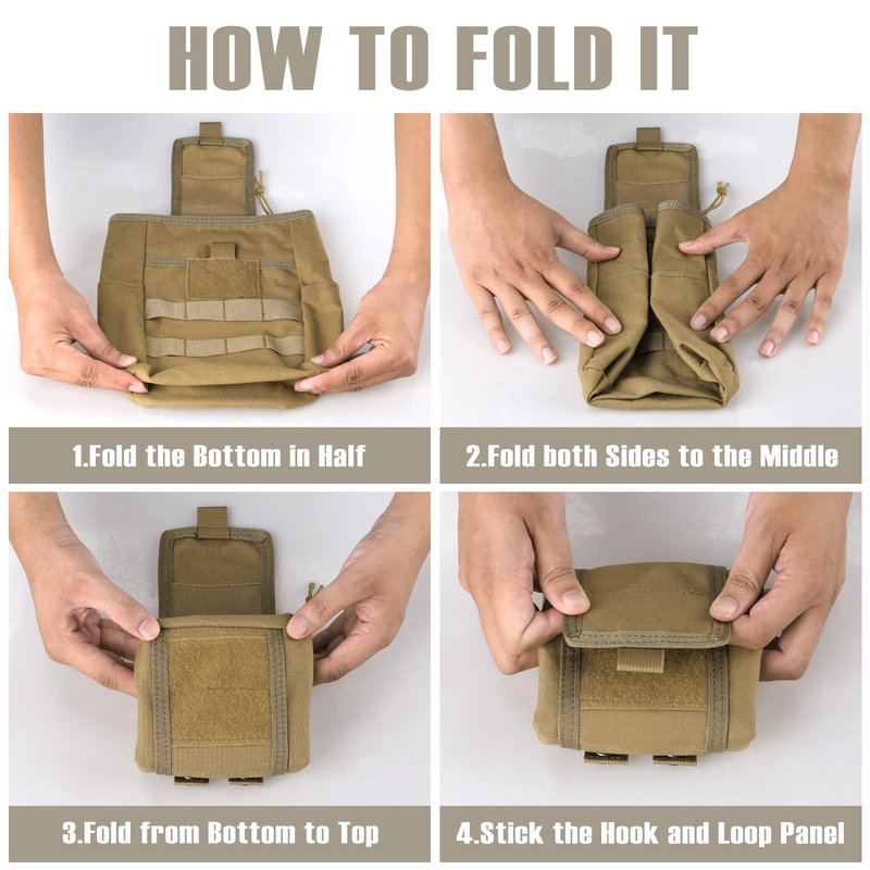 WYNEX Molle Dump Pouch - Tactical Foldable Magazine Utility Roll Up Waist Bag With Drawstring for Belt Pack Accessories