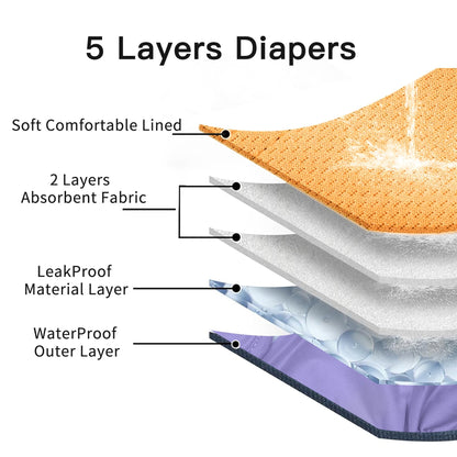 JoyDaog Female Dog Diapers for Medium Dogs,4 Pack Reusable Washable Premium Doggie Nappies for Heat,Incontinence,Period Dog Panties,M