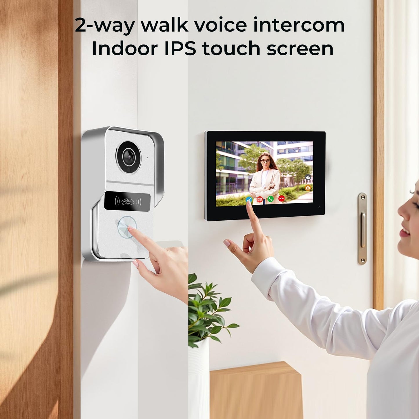 LUMOBELL 2-Wired Video Intercom System with 7 inch Touch Screen, Timbre con cámara & 140° Wide Angle, Video Recording, Tuya app Remote Control, Playback, Motion Detection, for Villa Apartment House
