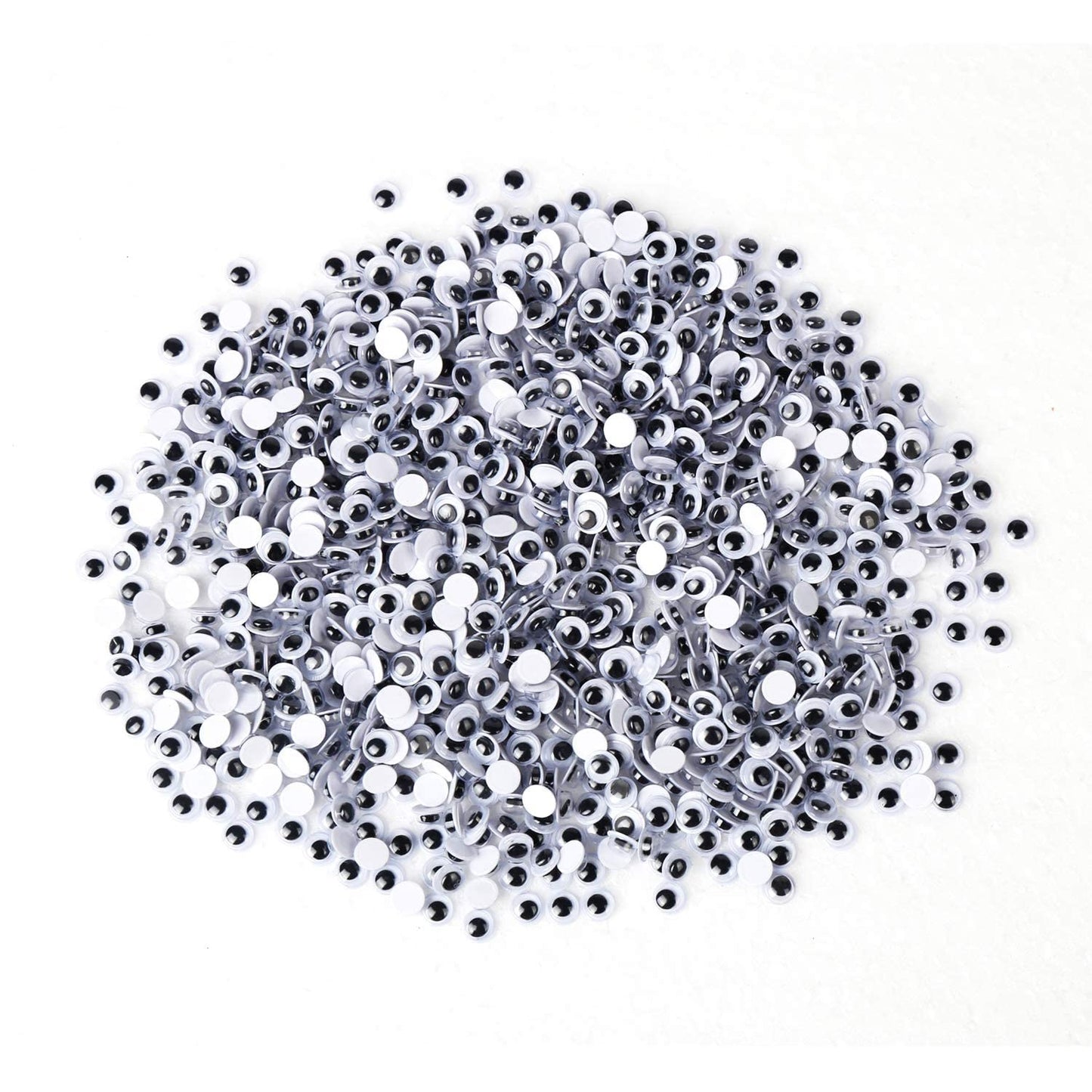 DECORA 1000pcs Round Plastic Black Googly Wiggle Eyes Self-Adhesive Wide Variety Assorted Sizes