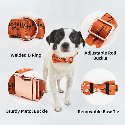 Thankspaw Adjustable Bow Tie Dog Collar Printed Cute Patterns Spring Summer Soft Pet Collars for Small Medium Large Dogs
