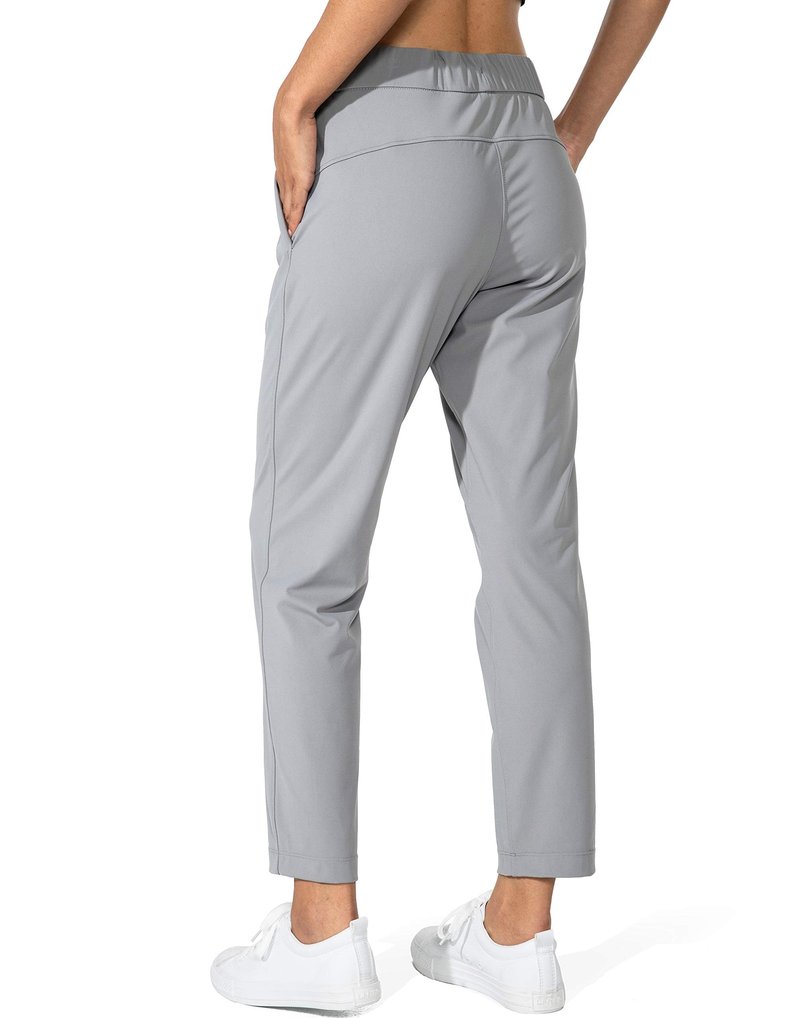 G Gradual Women's Pants with Deep Pockets 7/8 Stretch Sweatpants for Women Athletic, Golf, Lounge, Work (Light Grey, Large)