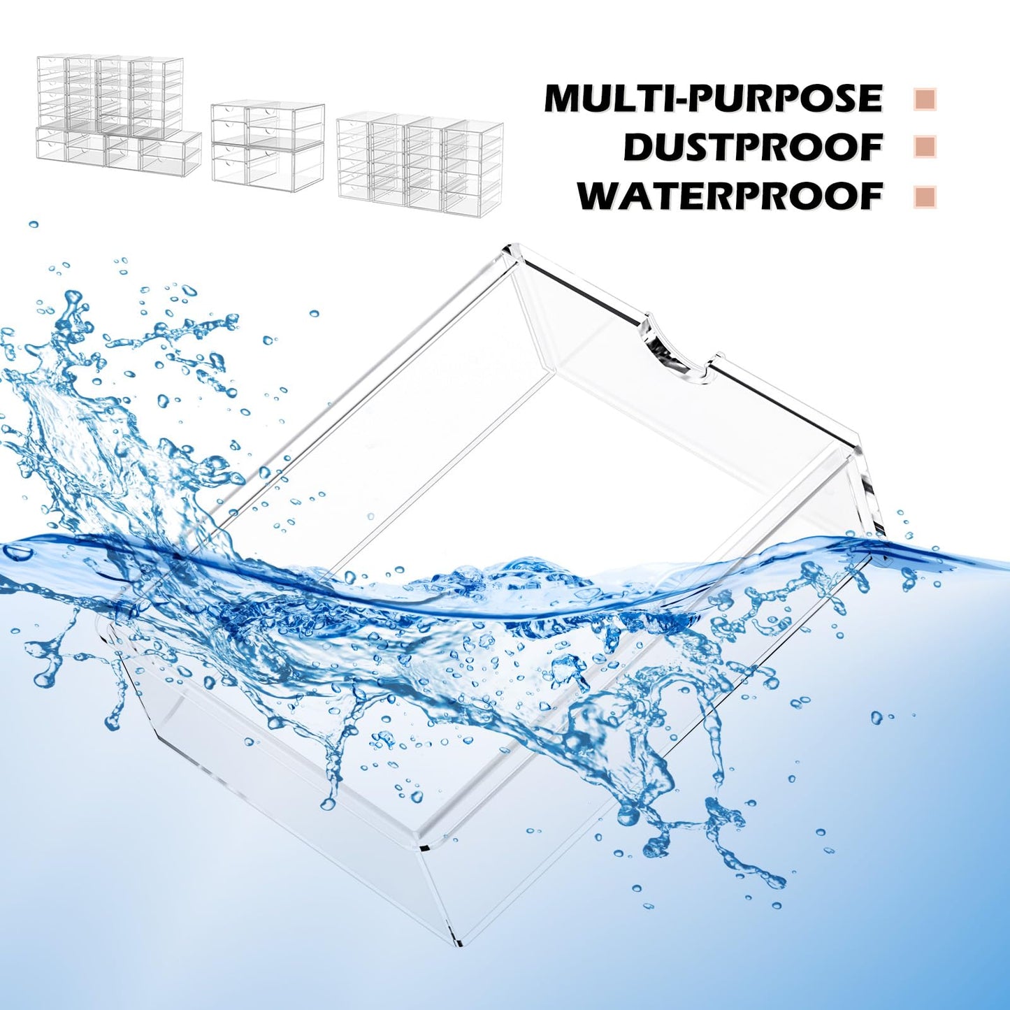 2 Pack Desk Organizers, Makeup Organizer Storage With 7 Drawers, Desktop Office Supplies, Clear Desk Accessories, Dustproof Drawer Organizer and Storage for Make Up, Jewelry, Pen, Desktop Stationary