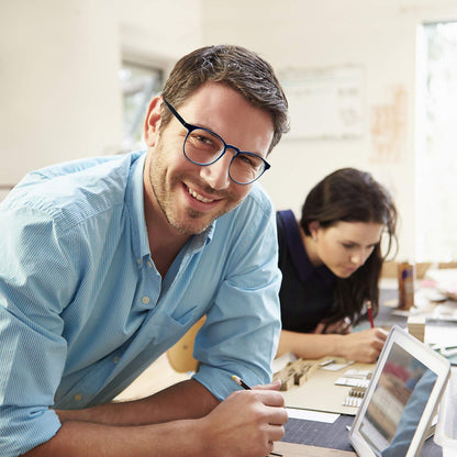 FEIYOLD Blue Light Blocking Glasses Women/Men,Retro Round Anti Eyestrain Computer Gaming Glasses(Black+Blue)