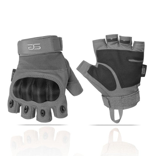 Glove Station The Outdoor - Fingerless Knuckle Gloves for Men - Motorcycle Gloves for Airsoft, Hunting, Work and Hiking - Gray, Medium