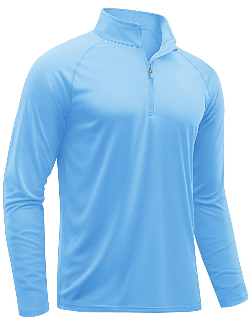 TACVASEN Long Sleeve Swim Shirts for UPF 50+ Sun Protection Shirts Quick Dry Rash Guard Outdoor 1/4 Zip T-Shirts Waterfall Blue XXL