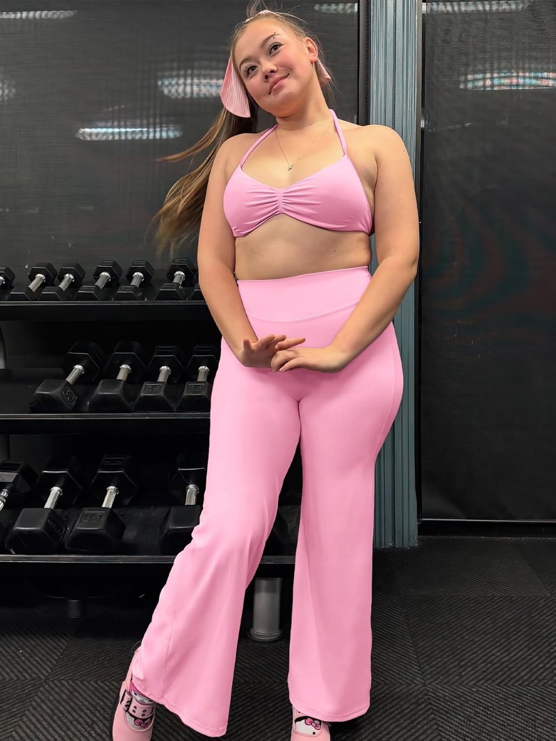 YEOREO Workout Leggings Womens No Front Seam Straight Leggings 29" High Waist Buttery Eddiy Gym Yoga Pants Bubblegum Pink XS