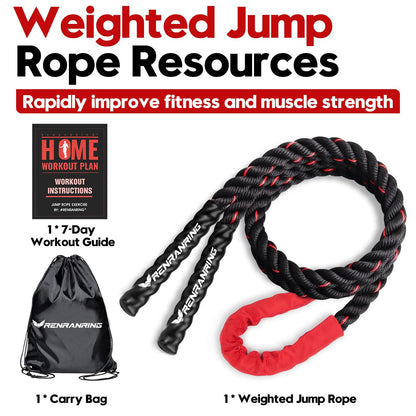 Jump Rope, 3LB Weighted Jump Rope for Fitness, 9.8ft Heavy Jumping Ropes for Exercise, Adult Workout Rope for Men & Women Improve Strength, Skipping Rope for Gym Training, Home Workout
