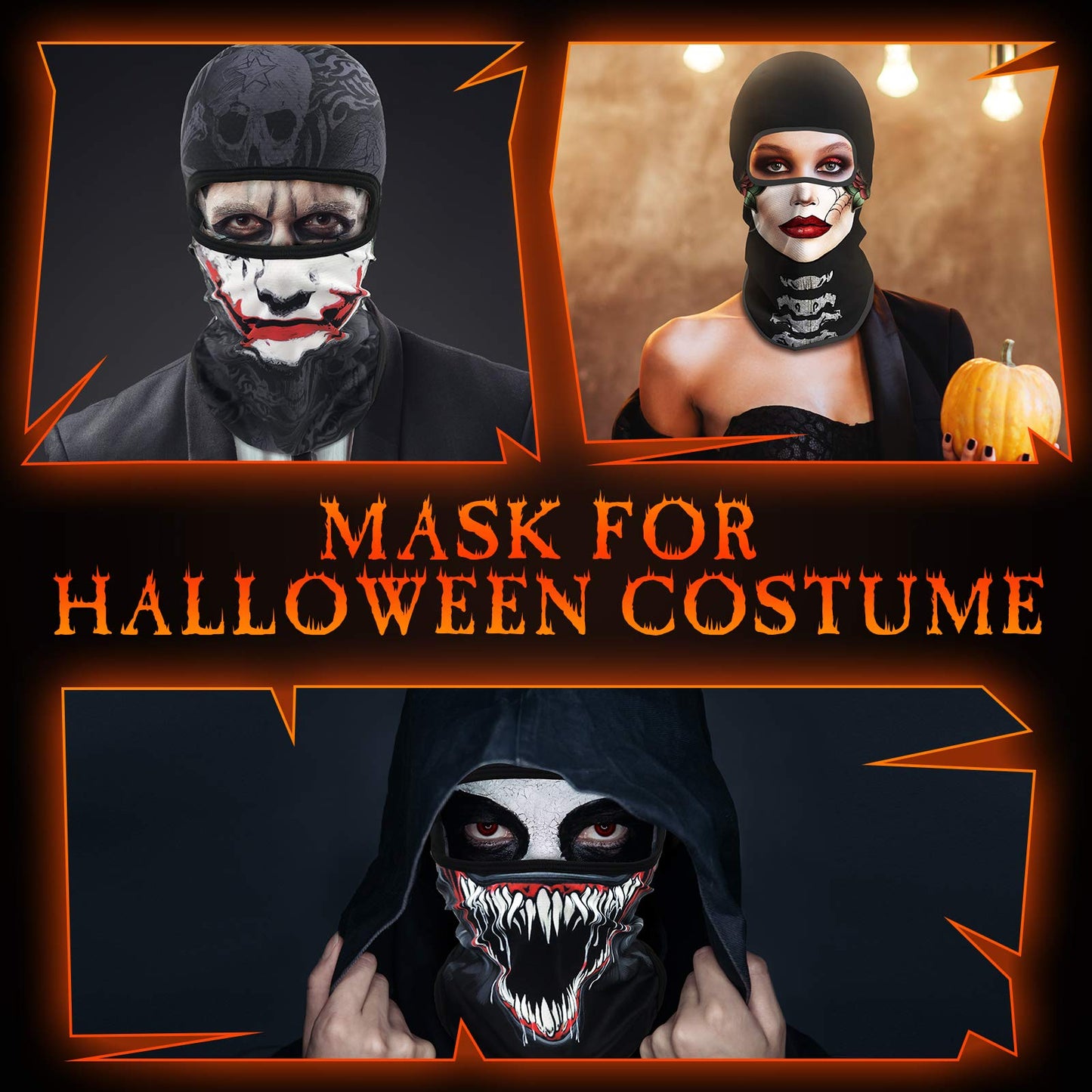 Venswell 3D Balaclava Ski Mask Cool Skull Animal Full Face Mask Cycling/Motorcycle/Halloween Ht-Open Teeth-1