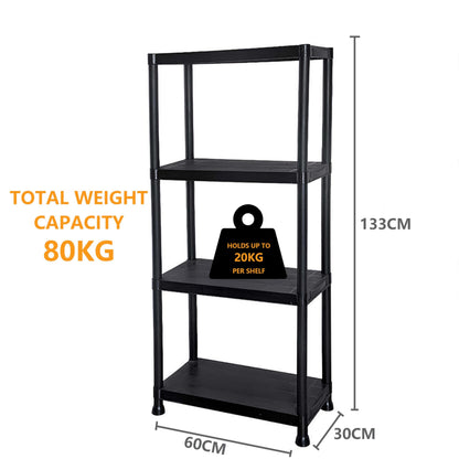 3/4/5 Tier - Plastic Shelving Unit | Garage Shelving Units | Storage Shelves | Shelving Units for Storage | Plastic Racking | Racking Shelving Unit Warehouse, Garage, Shed, and Workshop (4 Tier)