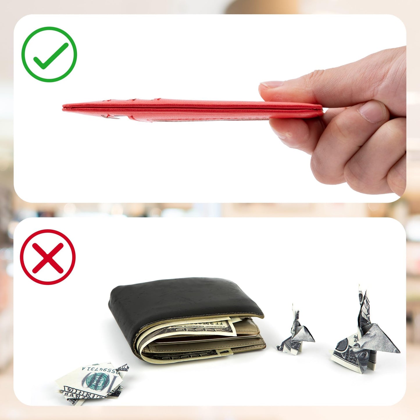 Chelmon Slim Wallet for Men, Minimalist Front Pocket RFID Blocking Credit Card Holder, Red