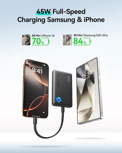 INIU Power Bank, 45W PD Lightest 10000mAh Portable Charger, USB C in&Out Fast Charging Battery Pack, Mobile Phone Powerbank Compatible with iPhone 17 16 15 14 13 Samsung S22 S21 Google iPad etc