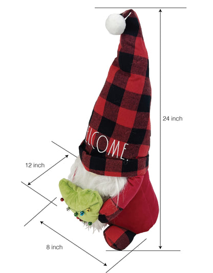 Rae Dunn Christmas Gnome Welcome - 19 Inch Stuffed Plush Ski Figurine Doll with Felt Hat - Cute Ornaments and Holiday Decorations for Home Decor and Office