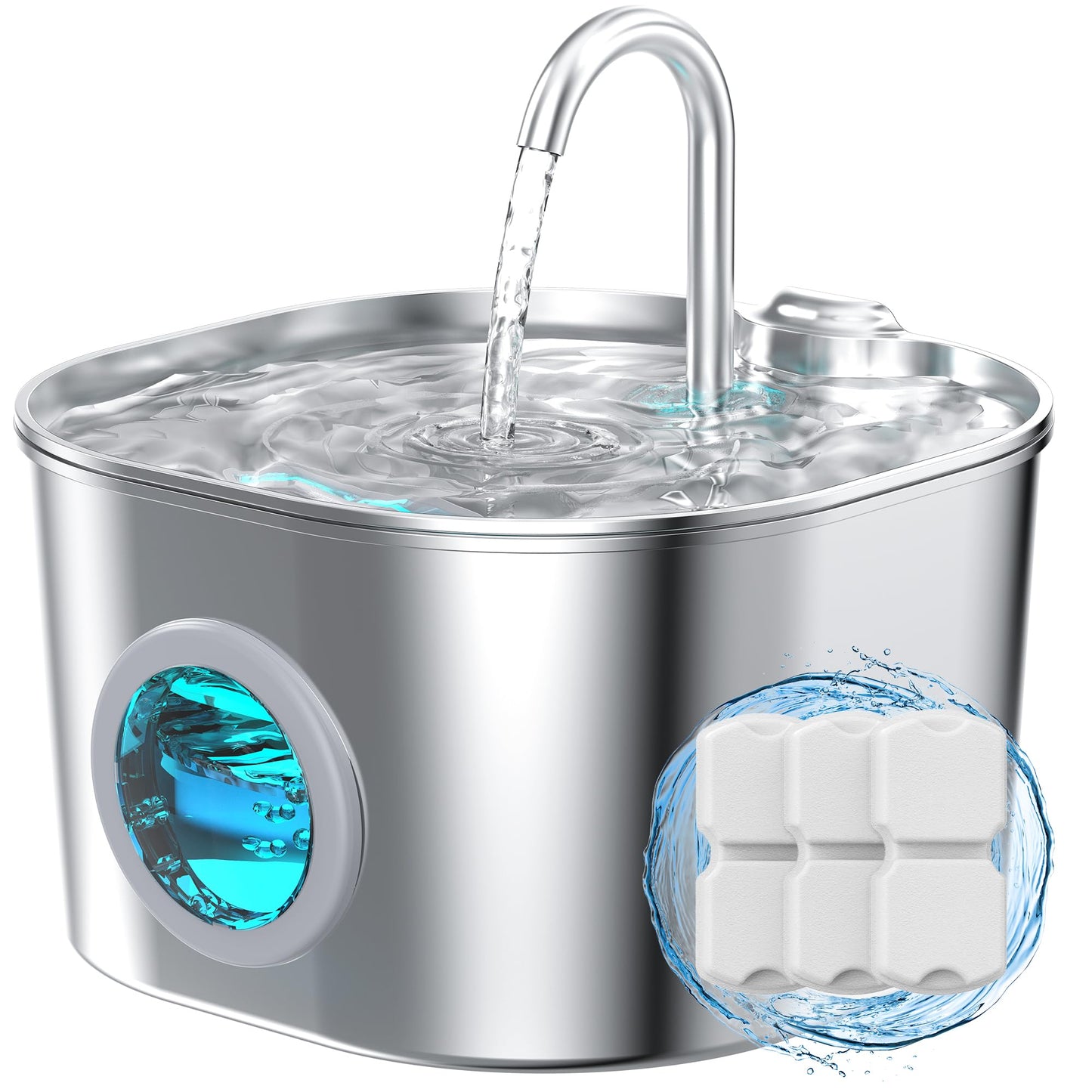 Cat Water Fountain Stainless Steel: Pet Fountains for Cats/Dog Indoor Automatic Waterer Bowls for Drinking Small Animal Water Dispenser Metal Pets Watering Faucet Bottle Auto Kitty Watering Supplies