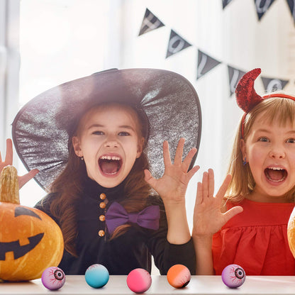 Elcoho 24 Pieces Glow in The Dark Bouncing Eyeballs Halloween Bright Bouncing Balls for Trick or Treat or Halloween Favors