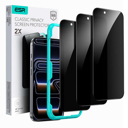 ESR 3 Pack for iPhone 15 Pro Max Screen Protector, [9H Hardness] [Military Grade Shatterproof] Full Coverage Tempered Glass Film with Easy Installation Tool, HD Clear, Scratch Resistant