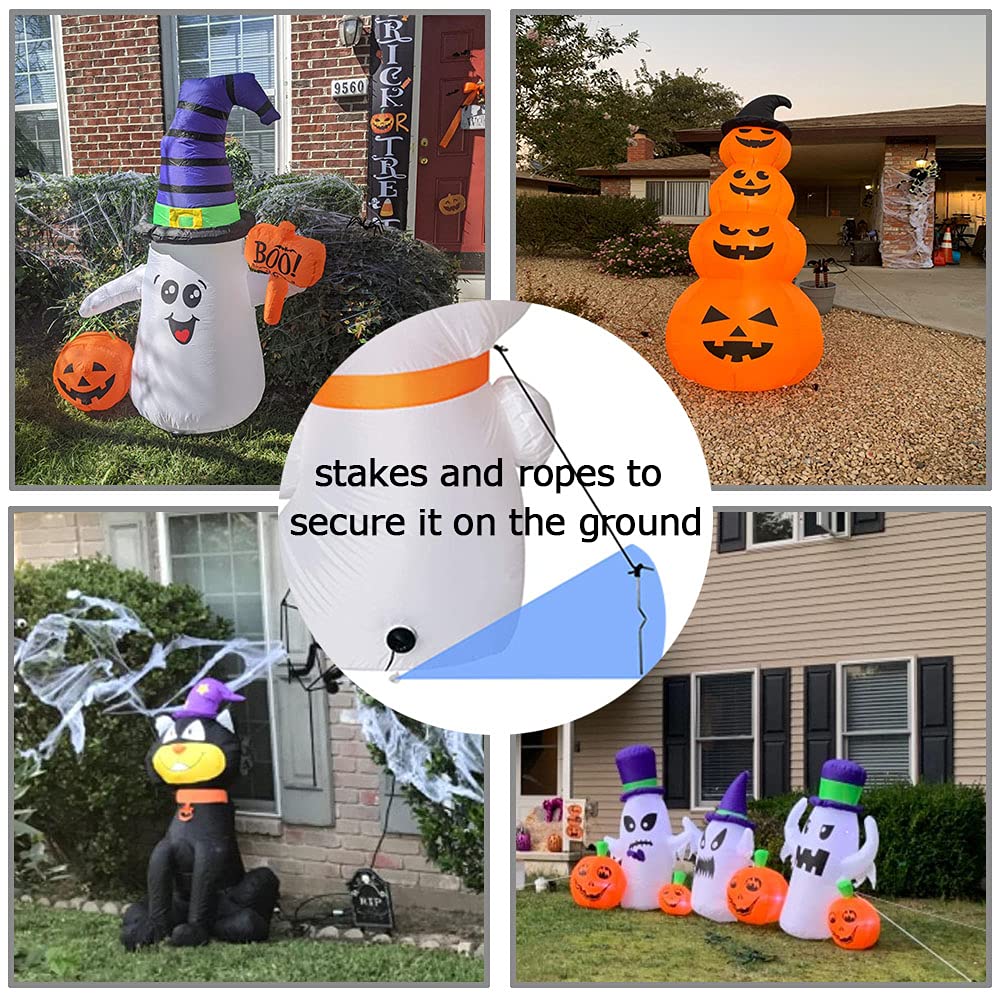 8 Pack Replacement 6.5ft Tethers and Aluminum Metal Stakes Tie Down Rope Strings for Halloween Christmas Xmas Camping Tent Blow Up Inflatable Spikes Outdoor Holiday Lawn Yard Garden Decoration