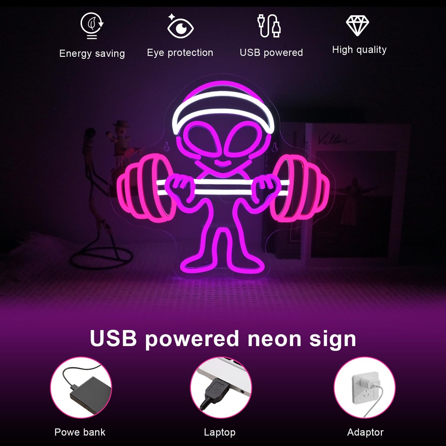 LUCUNSTAR UFO Neon Sign For Room,Alien Spaceship Dimmable LED Neon Light, Space Neon Signs for Wall Decor, Blue UFO Neon Light up Sign for Bedroom Game Room Wall Decor,Ufo Lovers