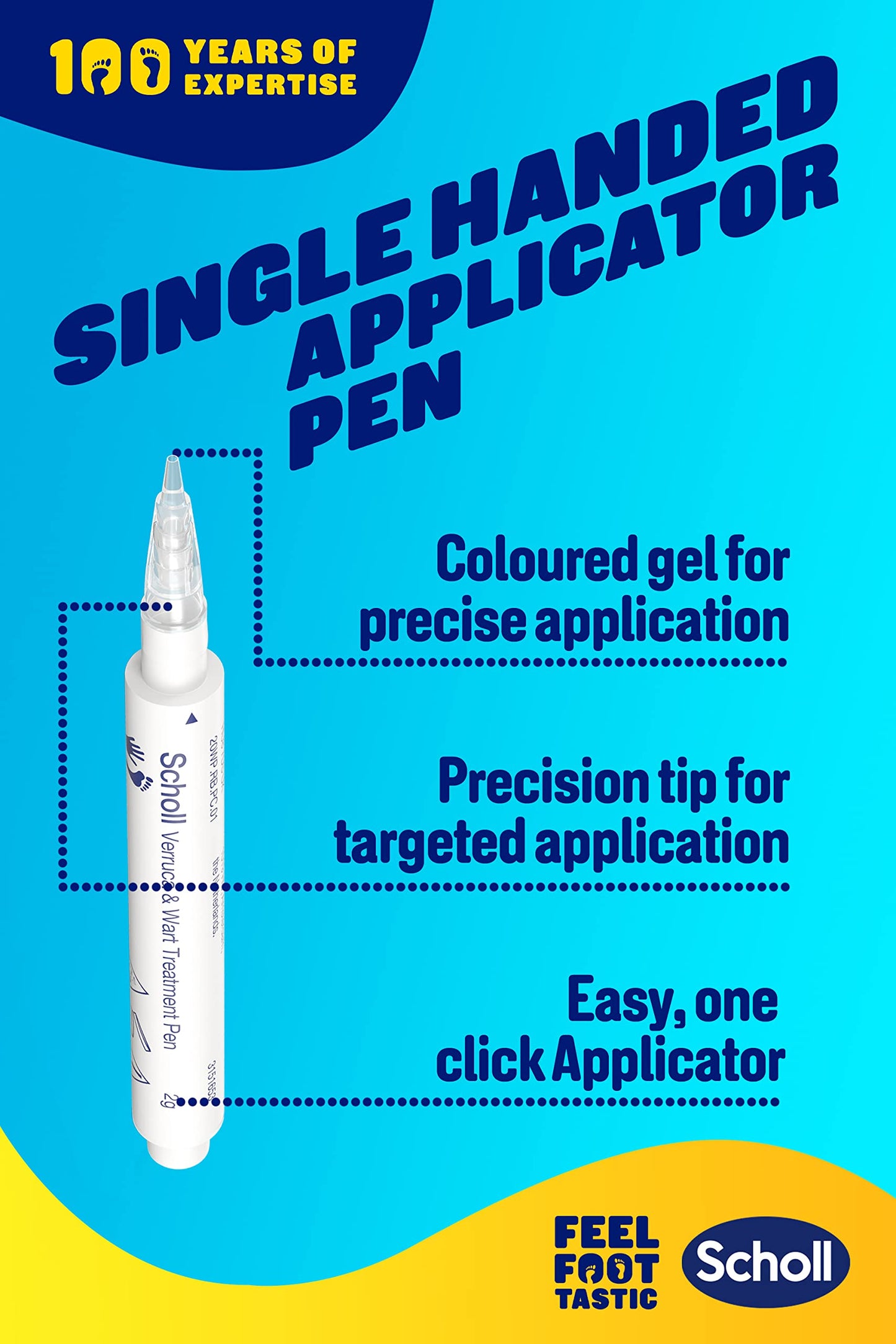 Scholl Verruca & Wart Removal Pen - TCA-Active, Clinically Proven Wart and Verruca Remover, Complete Treatment, Easy Targeted Application, 1 Pack