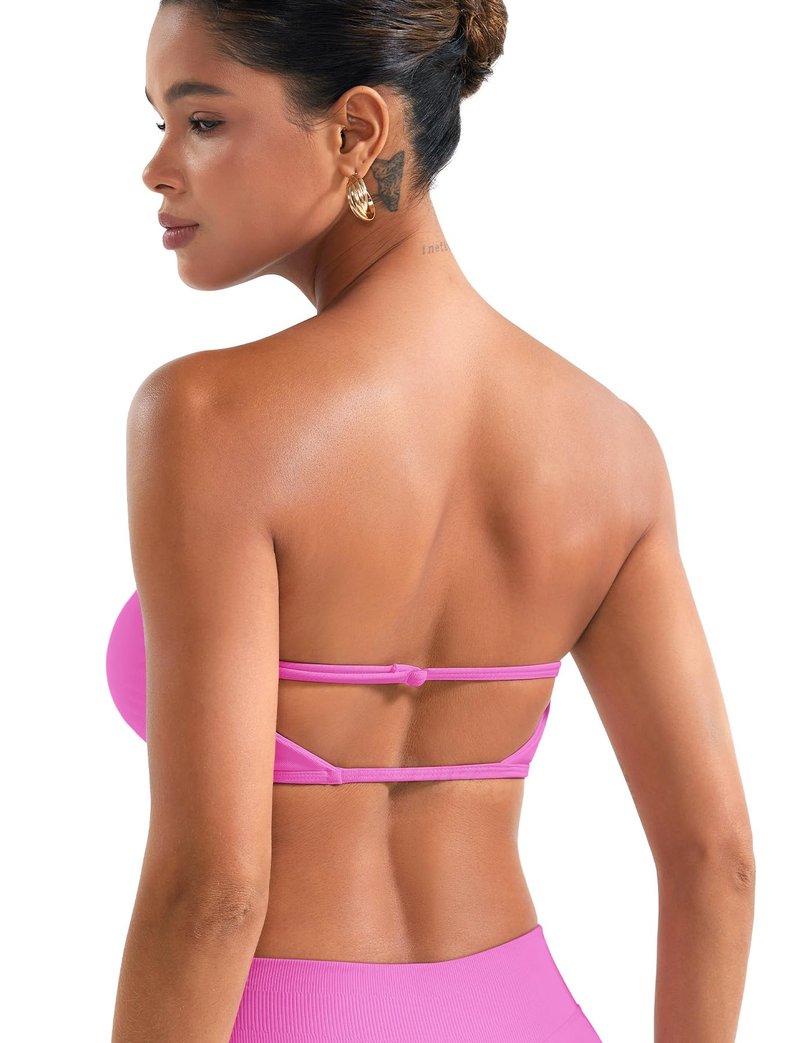 VOYJOY Impact Backless Bandeau Bra Workout Strapless Basic Tank Top Adjustable Back Bandeau Shirts Summer Going Out Tops