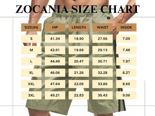 ZOCANIA Mens Casual Shorts Side Zipper Beach Gym Short Pants Elastic Waist Drawstring Shorts with Pockets Blue