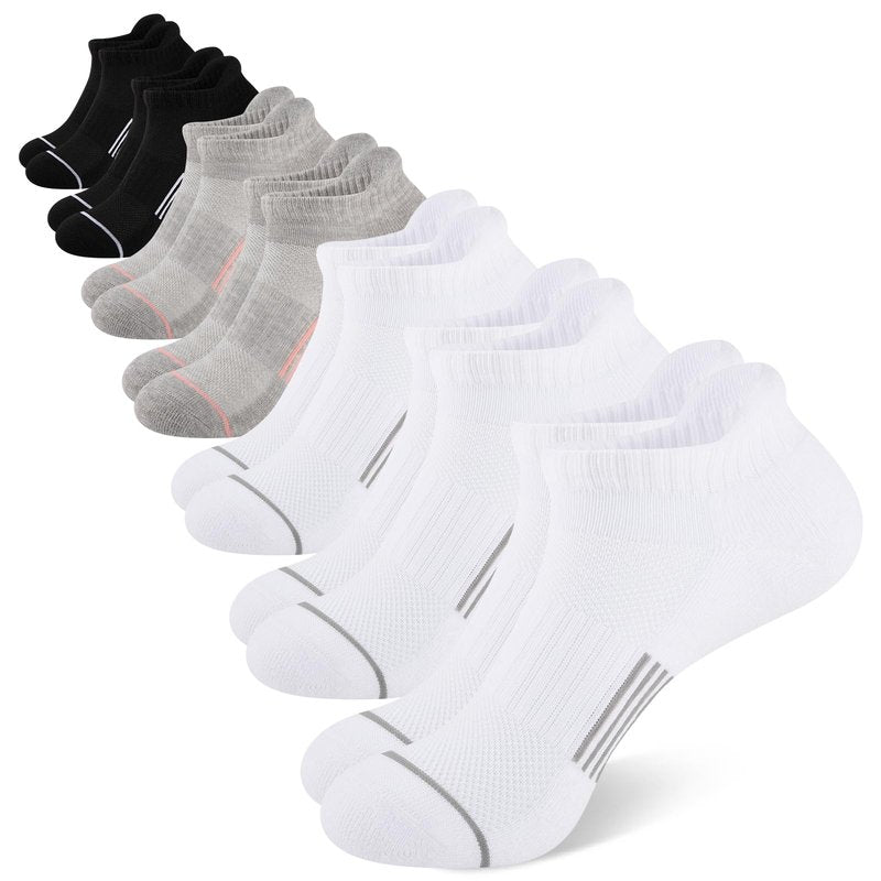 Heatuff 7 Pairs Womens Ankle Socks Athletic Cushioned Anti-Blister Running Low Cut Socks with Tab