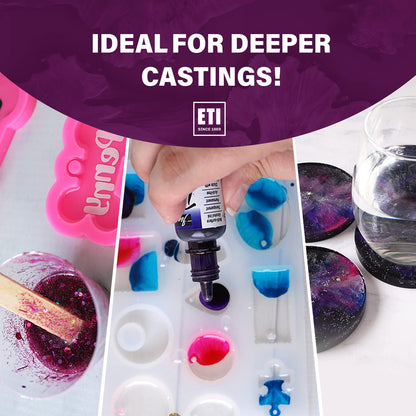 Environmental Technology EasyCast Crystal Clear Casting Epoxy Mix (2-Part Kit) For Coating of Small Arts & Crafts, Wood, Jewelry Making | Low Odor & Solvent Free | 8 oz Resin + 8oz Hardener (16 ounce)