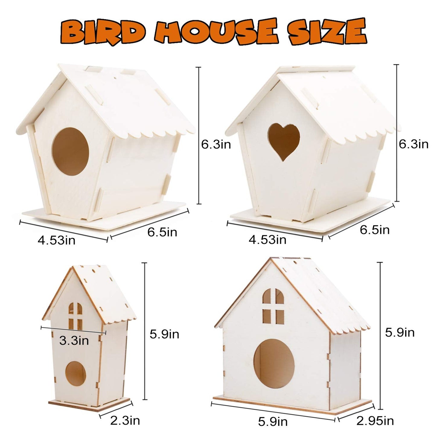 hapray 4 Pack DIY Bird House Kit, Crafts for Children to Build and Paint Birdhouse (Includes Paints & Brushes) Wooden Arts for Kids Girls Boys Toddlers Gifts Halloween Christmas