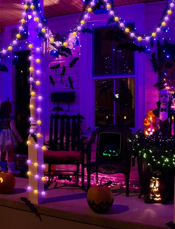 Smart Color Changing Globe String Lights, 33Ft 16 Million Colored Fairy Lights Plug in APP & Remote Control DIY Music Sync Twinkle Light for Bedroom Classroom Christmas Decor