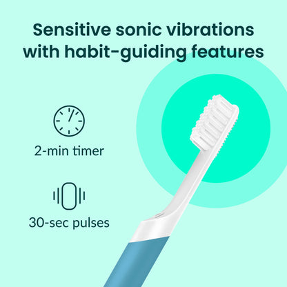 Quip Sonic Electric Toothbrush for Adults - Time Travel & Soft Bristles with Travel Case & Replacement Brush Head - 3 Month Battery Life, Plastic Handle - Magenta