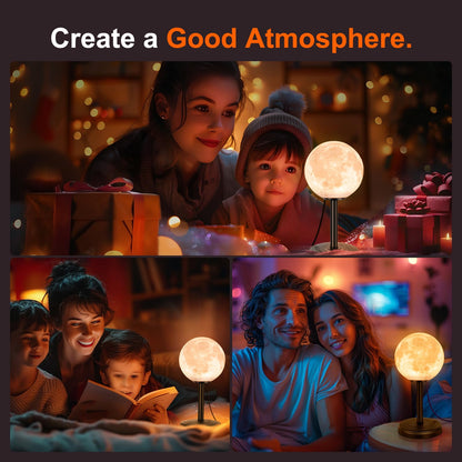 JIMIMORO Moon Lamp LED Night Light - Dimmable Bedside Lamps Small Modern Bedroom Lamp LED Desk Light with 25 Lighting Modes 3D Printed Realistic Moon Surface - Perfect for Girls Boys Kids Birthday