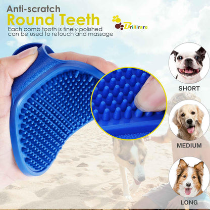 BRILLIRARE 2 Pack Dog Grooming Brush, Premium Soft Silicone Pet Bath Brushes with Adjustable Handle, Shampoo Soothing Comb for Wet Dry Long Short Haired Dogs & Cats Massaging, Deshedding