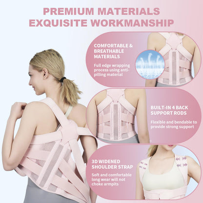Posture Corrector for Women and Men Upgraded Back Brace, Adjustable Back Support for Upper and Lower Back Pain Relief, Shoulder Straightener for Hunchback, Scoliosis, Lumbar, Spine (Black, Small)