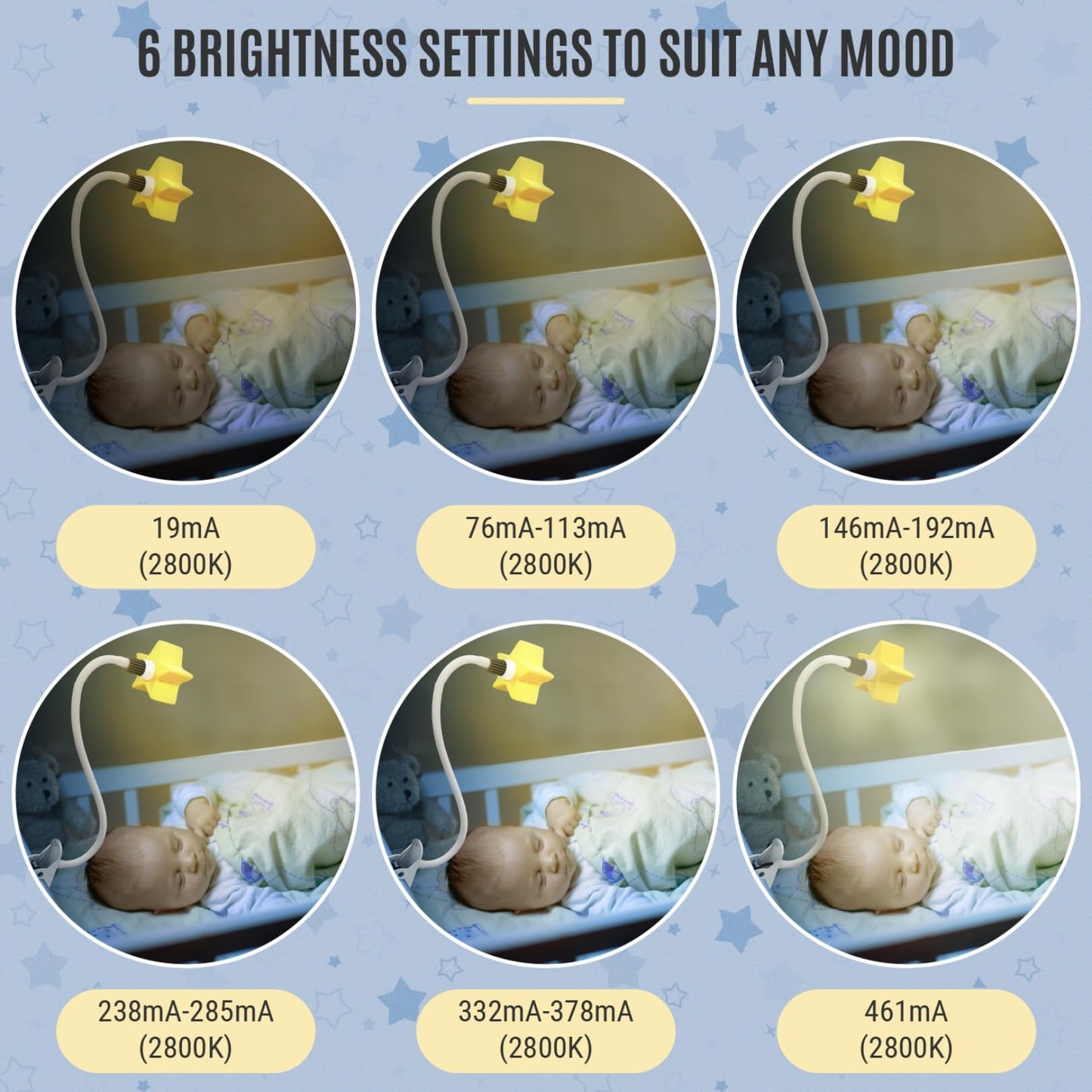 Ergojojo LED Clip On Star Light, a Unique Baby lamp - Ideal Breastfeeding, Night Light for Next to me Crib, Bedside Lamps, Bedroom Accessories, Reading & Desk lamp