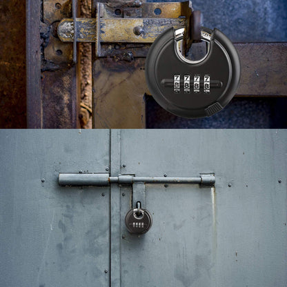 DAYGOS Combination Disc Padlocks for Outdoor - Heavy Duty 4 Digit Code Lock, Combo Discus Lock for Storage Unit,Gate,Fence,Traile(3/8-in Shackle,1PCS,Black)