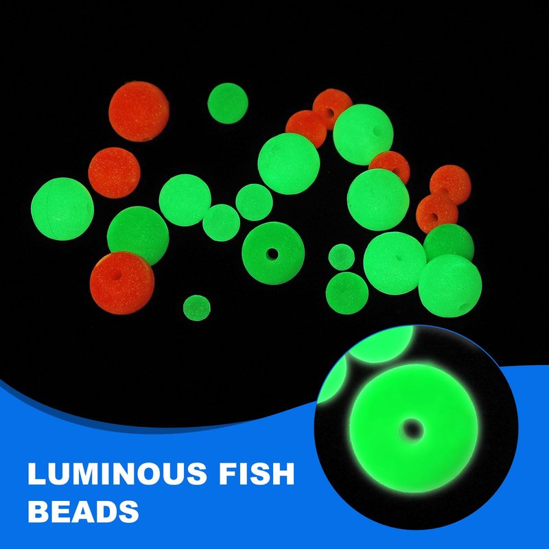 YELARXI Fishing Beads Glow Hard Plastic Fishing Bait Eggs Lure Rigs Accessories, Fit for Saltwater Freshwater
