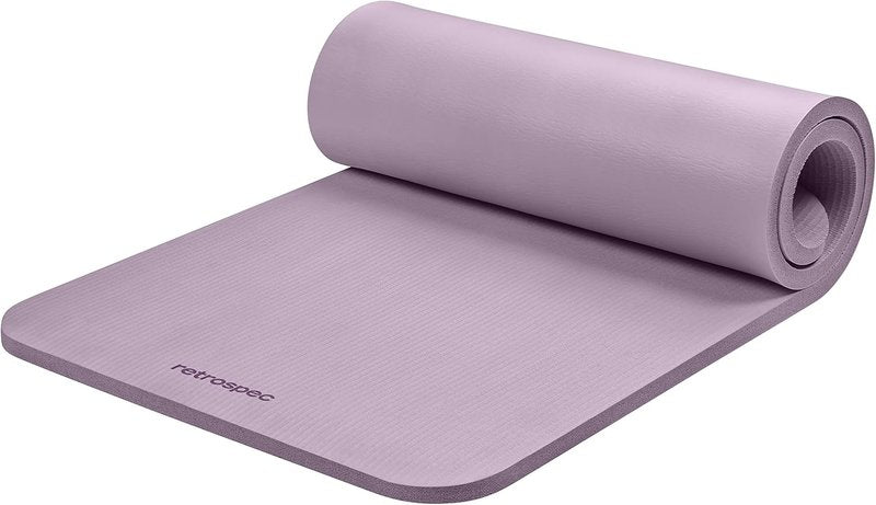 Retrospec Solana Yoga Mat - 1" Thick Non-Slip Exercise Mat for Home Yoga, Pilates & Fitness | Includes Nylon Strap