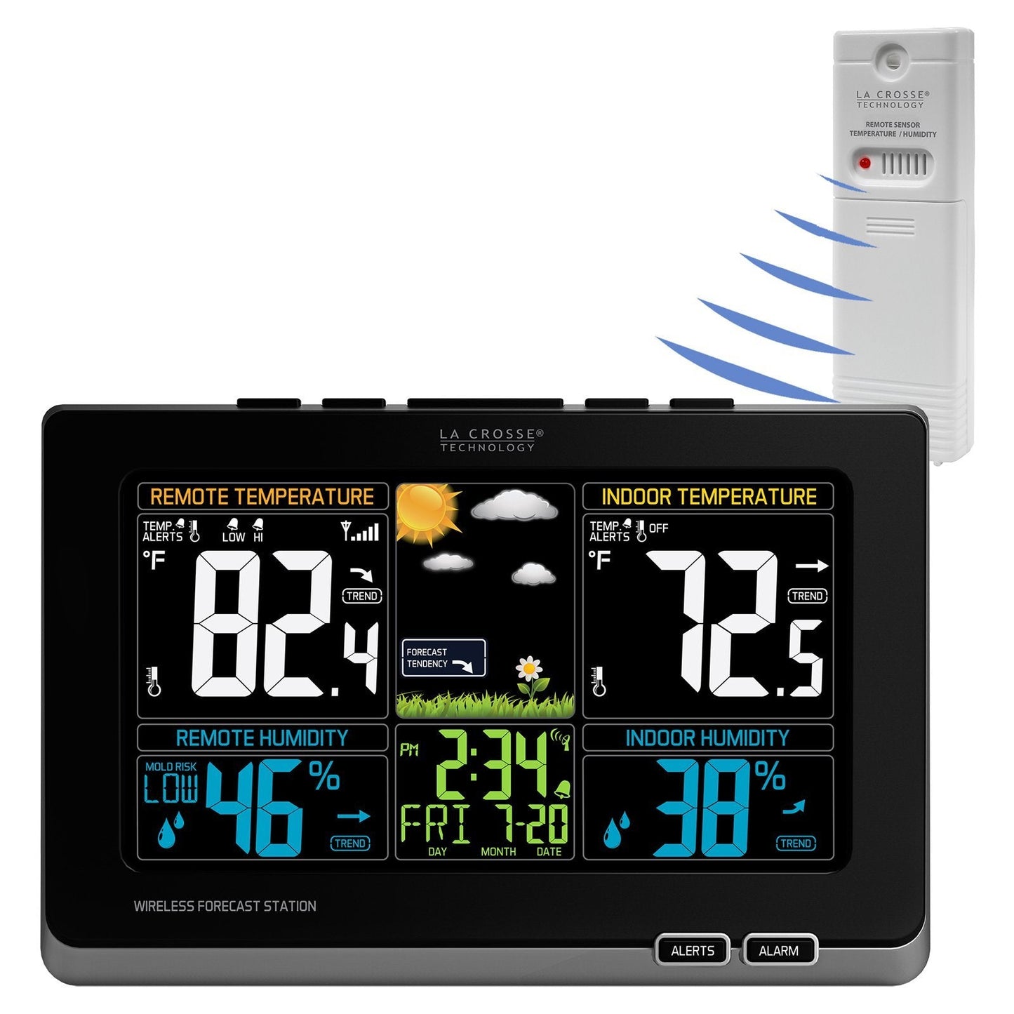 La Crosse Technology 308-1414MB-INT Wireless Color Weather Station with Mold Indicator, Black