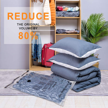 12 Pack Vacuum Storage Bags (3 Jumbo, 3 Large, 3 Medium, 3 Small),Plastic Packaging Bags,Space Saver Sealer Compression Bags with Travel Hand Pump for Blankets, Comforters, Pillows, Clothes Storage