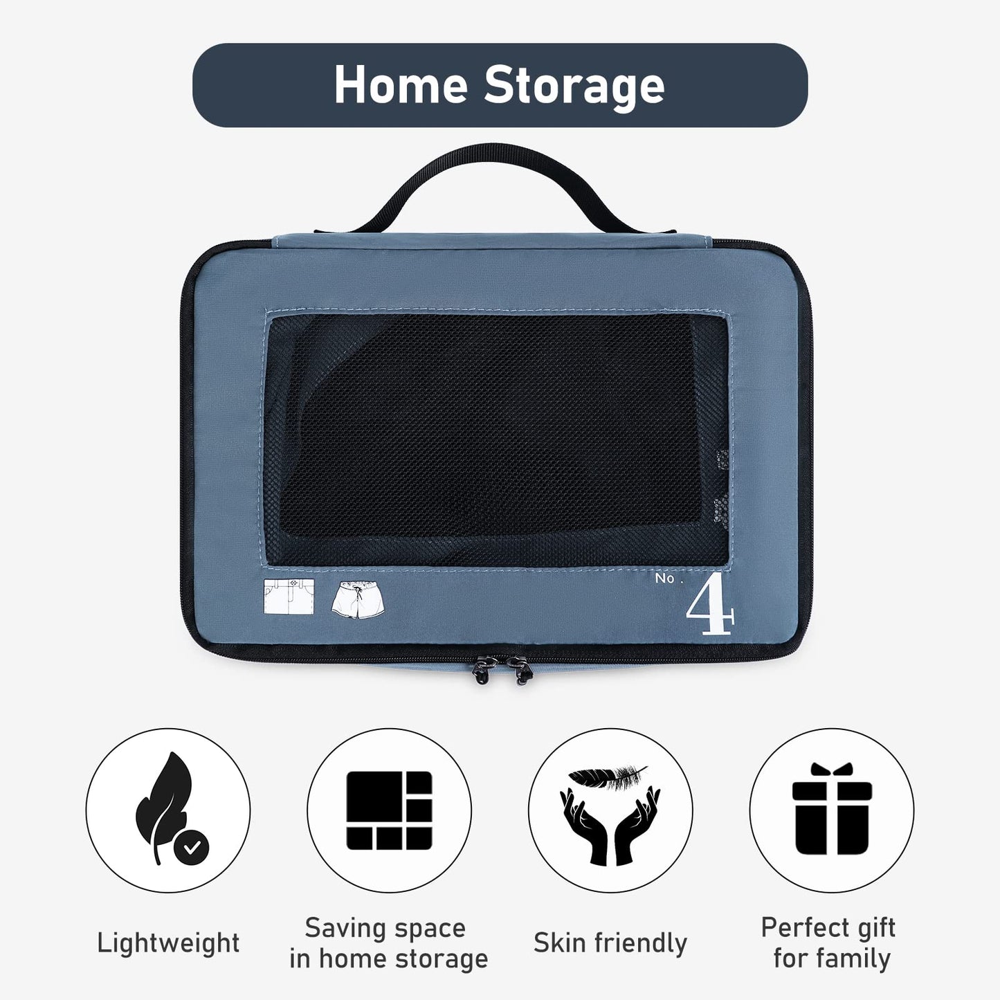 ECOHUB Packing Cubes for Suitcase 7 PCS Travel Organiser Packing Bags Recycled PET Eco Friendly Travel Accessories Shoes Bags Storage Bag Luggage Organiser Pouch(Blue)