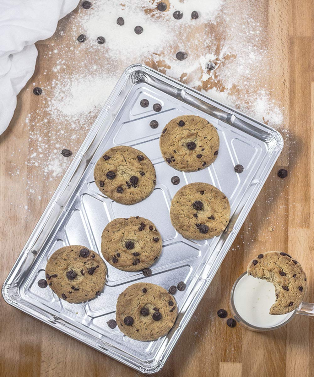 Aluminium Foil Trays Containers for Baking Cooking Freezing and Storing Tray Size 32cm x 20cm x 3.3cm (20 Pack)