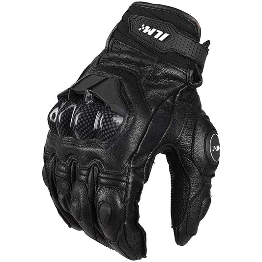 ILM Air Flow Leather Motorcycle Gloves Touchscreen for Men and Women Model-GRC01 (L, Black)