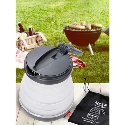 Adler AD1279 Folding Electric Kettle 0.6 Litre 750W BPA Free Silicone White and Dark Grey