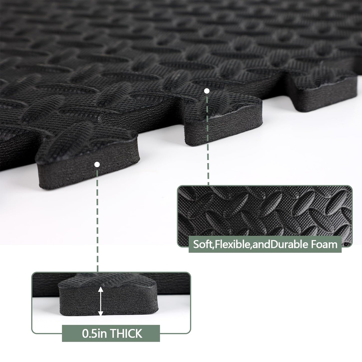 WAWINY 48 Sq Ft (12 Tiles) Interlocking Gym Mats, EVA Foam Puzzle Exercise Tiles for Home Gym, Yoga, Kids Playroom, Non-Slip Floor Protection